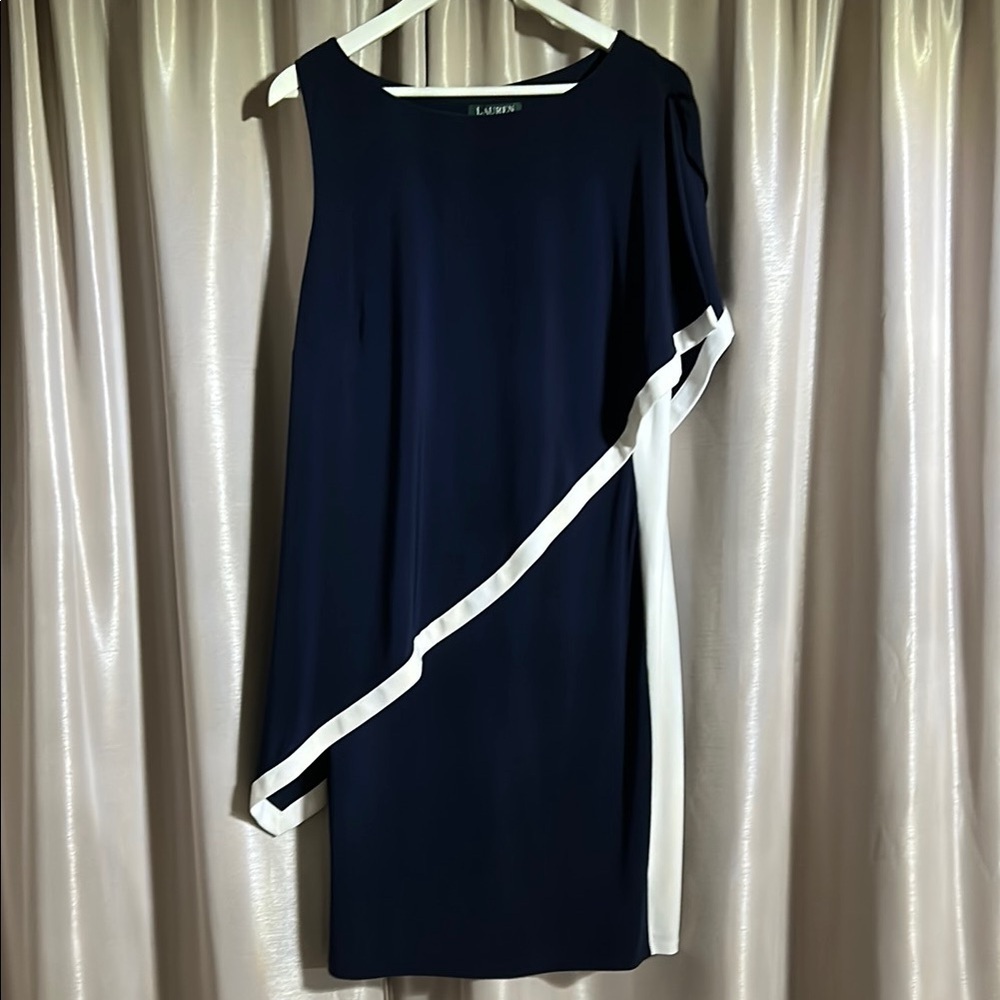 Lauren Ralph Lauren Blue Asymmetrical Cocktail Dress